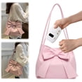 thumbnail image 7 of HUISZJ Bow Shoulder Bag, PU Tote Handbag, Underarm Bag Sling Bag for Work Travel Outdoor (Pink), 7 of 7
