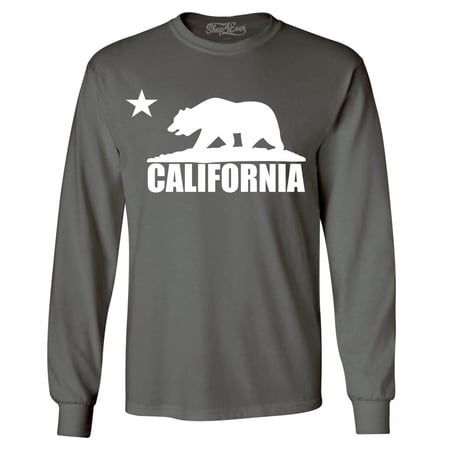 Shop4Ever Men s California White Bear Hoodies Republic of CA Long Sleeve Shirt XX-Large Charcoal