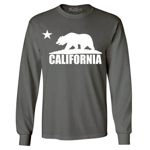 Shop4Ever Men's California White Bear Hoodies Republic of CA Long Sleeve Shirt XX-Large Charcoal