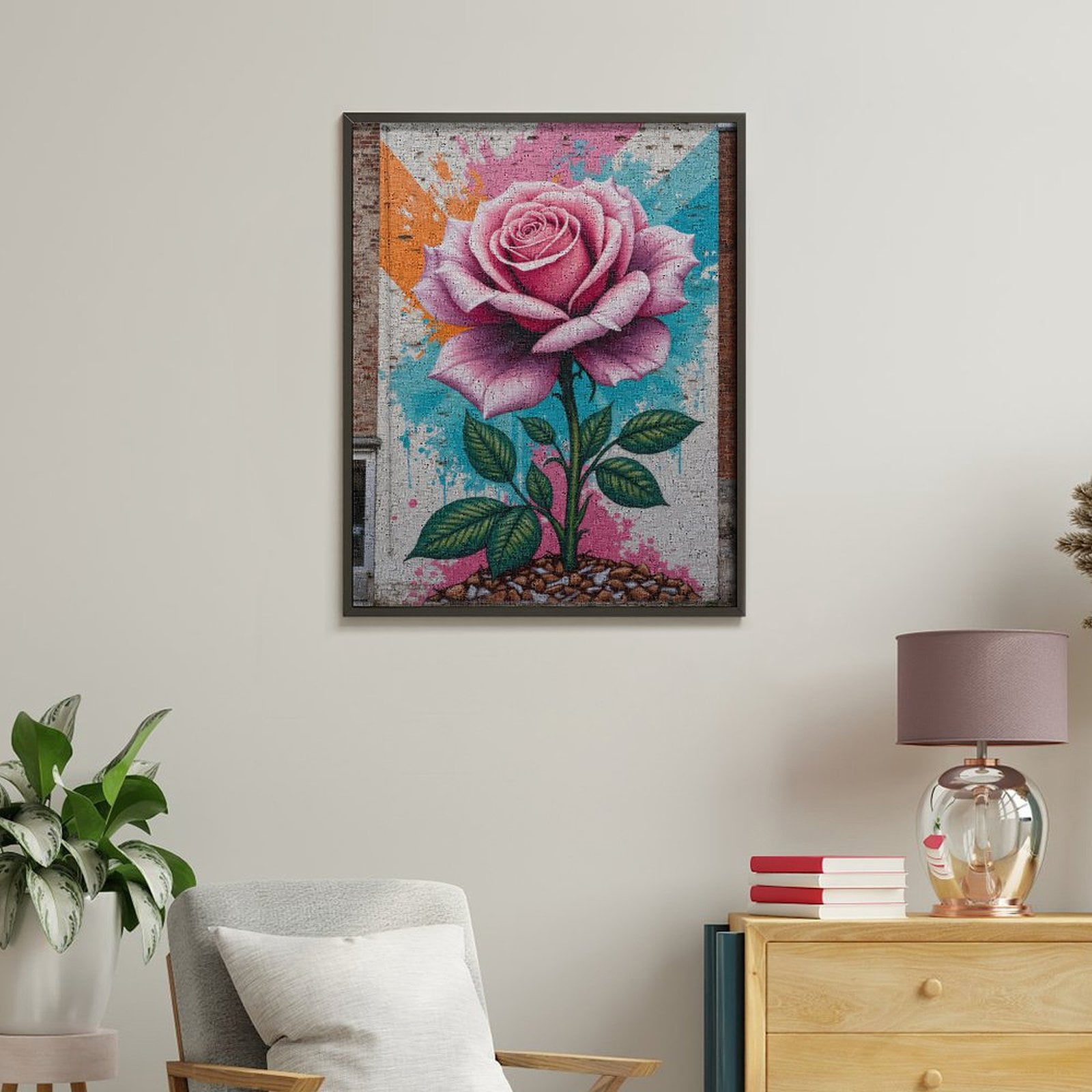 Paint By Numbers Kit for Adults Beginner - Colorful Rose Wall Mural Art DIY Canvas Painting Kits for Adults, Frameless Paint By Number for Adults for Home Wall Decor 16x20 Inch