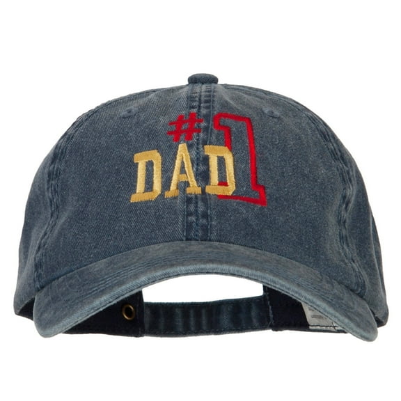 Number 1 Dad Outline Embroidered Big Size Washed Cap - Navy XL-3XL