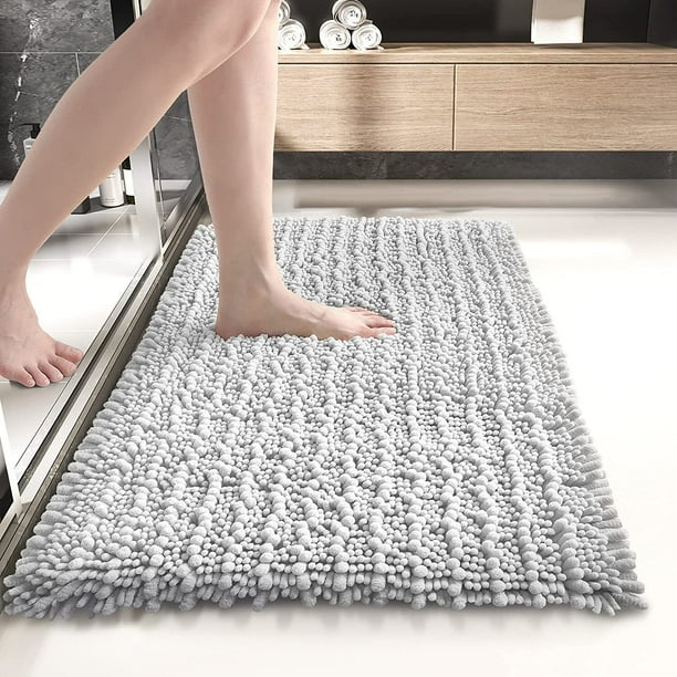 DEXI Soft Chenille Bath Mat Bathroom Rug,Non Slip Absorbent Shower Mats