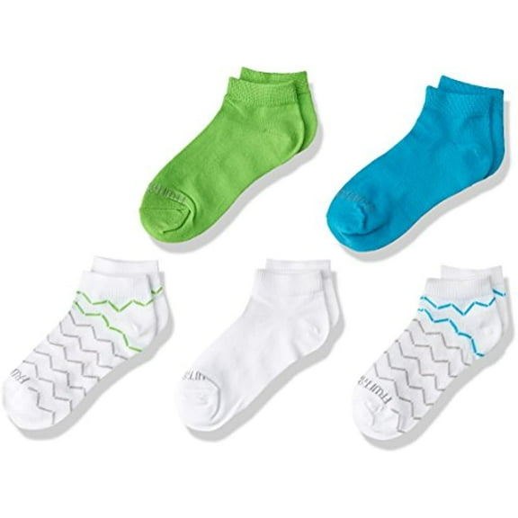 Fruit of the Loom Girls Little Everyday Essential Cushion Low Cut Socks (10 Pack), White/Blue/Green, Medium (Shoe Size: 10.5-4)