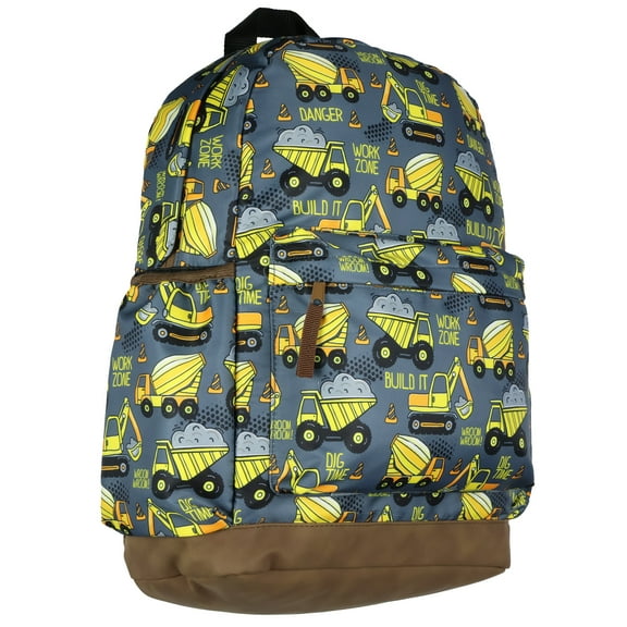 Dump Trucks 16" Backpack Construction Vehicles Travel School Book Bag for Daily Use