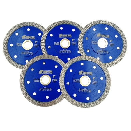 

SHDIATOOL 4 Inch Diamond Saw Blade Cutting Porcelain Tile Ceramic Granite Marble Brick(5-Pack)