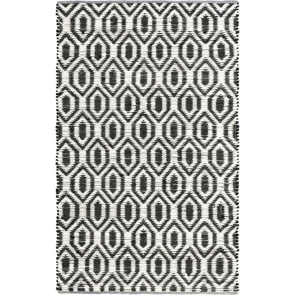 Unique Loom Chindi Jute Collection Area Rug (5' 1" x 8' Rectangle Black and White)