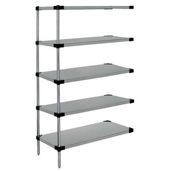 Solid 5-Shelf Add-On Units, 18 x 48 x 86 in. - Galvanized Steel