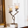 thumbnail image 3 of Candelabro de cristal de latón for el hogar, decoración de vestíbulo, soporte for velas de aromaterapia, 3 of 7