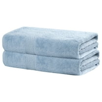 Unique Bargains Cotton Bath Towels 2 Pack Soft Towel Quickdry Oversized Bath Towels Blue 28" x 56"
