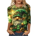 thumbnail image 3 of TaTaai St. Patrick's Day Women's Casual Print Round Neck 3/4 Sleeve T-Shirt Loose Top Gift, 3 of 5