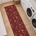 thumbnail image 6 of Ottomanson Extra Long Runner Rug 2'7" x 25' – Non-Slip Low Pile Hallway Carpet, Floral Red, 6 of 10
