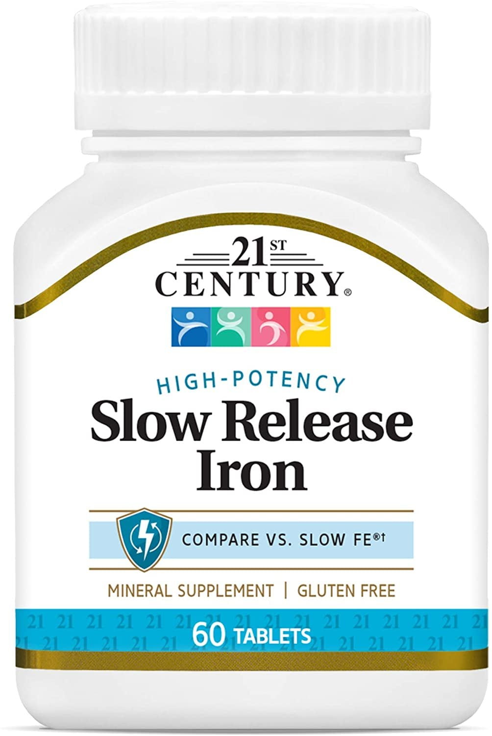 21st Century Slow Release Iron High Potency, Gluten Free, 60ct, 12-Pack