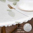 thumbnail image 3 of Modern Sage Green Round Tablecloth, Fitted Table Cover with Elastic for 36"-44" Round Tables, Gradient Floral Abstract Bohemian White Table Cloth Outdoor Indoor Dinning Party Waterproof Tablecloths, 3 of 7