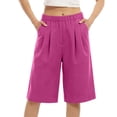 thumbnail image 5 of fheaev Wide Leg Shorts for Women Elastic Waist Knee Length Loose Fit with Pockets Summer Casual Beach Vacation Wear M-3XL, 5 of 6