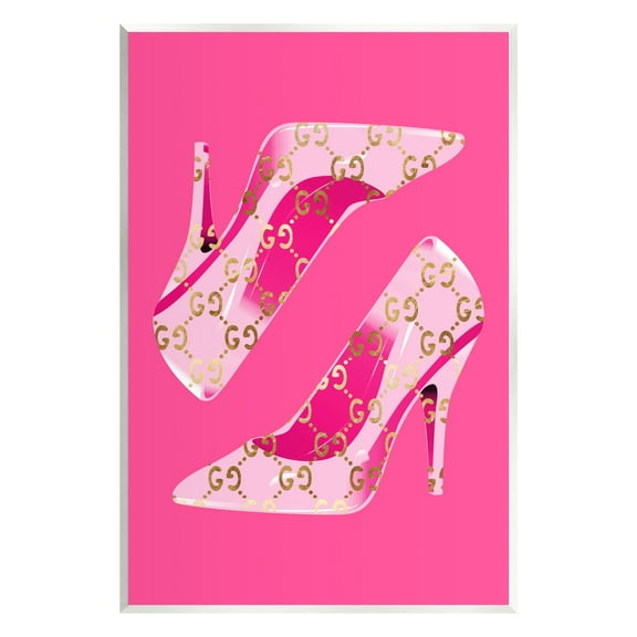 Stupell Industries Pink Glam Brand Shoes Beauty & Fashion Painting Unframed Art Print Wall Art, 10 x 15