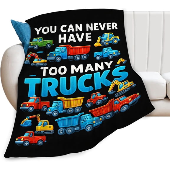 Truck Blanket for Boys Truck Excavator Throw Blanket Construction Car Soft Cozy Fleece Fuzzy Stuffed Plush Flannel Gifts for Girls Women Kids Adults 50''''x60''''
