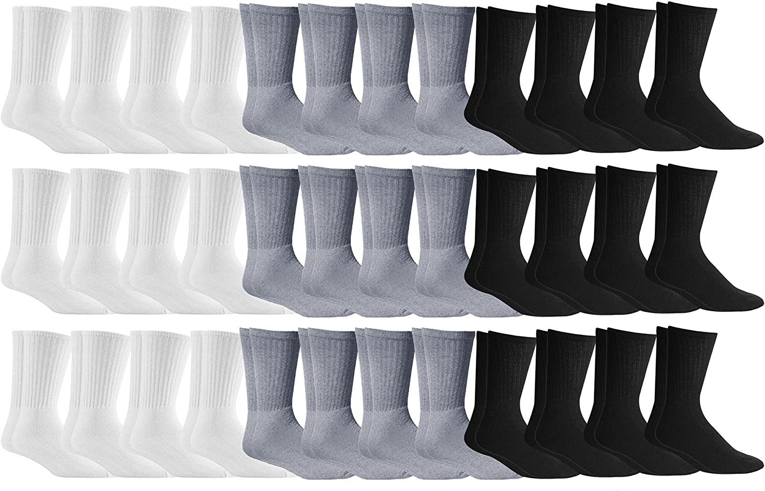 Yacht & Smith Big And Tall Mens Sport Crew Socks Wholesale Bulk (King