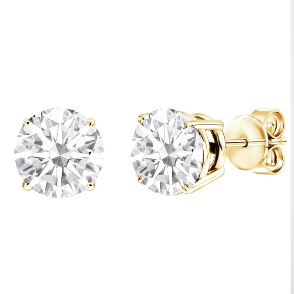14K Yellow Gold 1 CT Moissanite Stud Earrings
