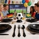 thumbnail image 4 of Juegos de vajilla desechables para la Copa del Mundo: platos de papel blanco, vasos, manteles, 8 platos, jardín interior exterior Decoración del partido de fútbol, 4 of 6