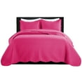 thumbnail image 4 of Imperial Rooms 3-Piece Chevron Bedspread & Quilt Set, Soft Microfiber Washable with 2 Pillow Shams, Pink, Full/Queen, 4 of 11