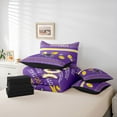 thumbnail image 5 of Homewish Boys Rugby Sports Bedding Comforter Set 7pcs, Purple Yellow Football Helmet Queen Bedding Sets, Eat Sleep Soccer Reversible Queen Sheet Sets, Breathable Home Decor, 5 of 7