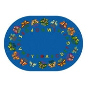 Joy Carpets 1541DD Butterfly Delight 7 ft.8 in. x 10 ft.9 in. Oval WearOn Nylon Machine Tufted- Cut Pile Educational Rug