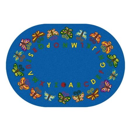 Joy Carpets 1541DD Butterfly Delight 7 ft.8 in. x 10 ft.9 in. Oval WearOn Nylon Machine Tufted- Cut Pile Educational Rug