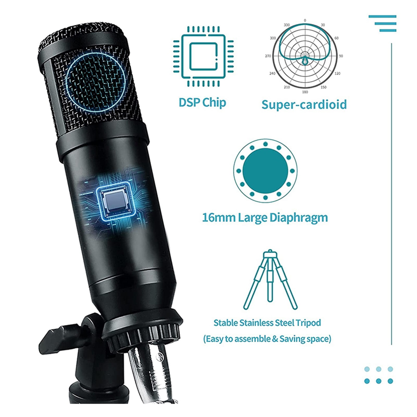 Condenser Microphone Kit With Audio Mixer For Streaming,Voice Changer Microphone For Live Podcast Equipment Bundle,Karaoke ,Easy to Operate