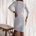 thumbnail image 5 of Manxivoo Summer Dresses Women Casual Long Sleeve Bodycon Dresses V Neck Ribbed Knitted Short Dresses Slim Fit Solid Color Mini Party Dress White, 5 of 10