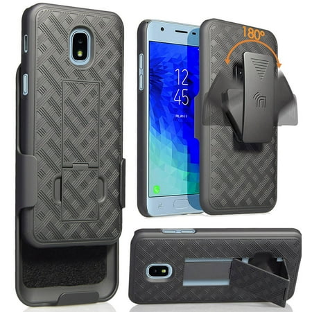 Galaxy J3 2018 Case With Clip Nakedcellphone Black Kickstand Cover