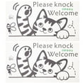 thumbnail image 1 of 2pcs Cartoon Wall Sticker Animated Cat Wall Sticker Welcome Door Sticker Knock Sign, 1 of 8