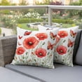 thumbnail image 4 of Red Flower Pillow Covers 2 Pack Butterfly Pillowcase Waterproof Outdoor Throw Pillow Cover for Patio Garden Square Cushion 26”x26”, 4 of 9