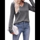 thumbnail image 2 of Camisas de Larga para Mujer, Cuello en V, Blusas Casuales de Otoño, Suéteres Holgados, Túnicas, Ropa de Moda 2025. Negro Gris S, 2 of 9