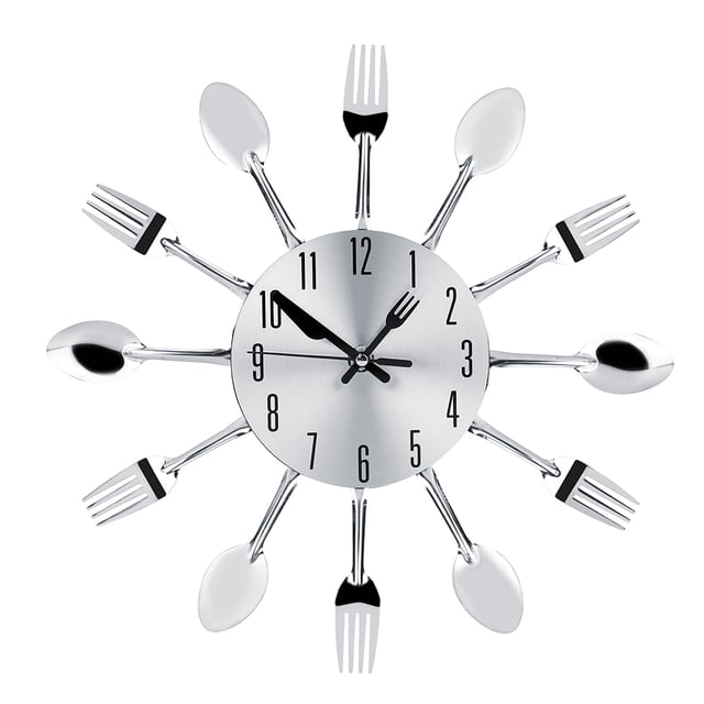 Oubit Cutlery Clock,Stainless Steel Cutlery Clock Clock Kitchen Decoration Wall Clock Sturdy Construction