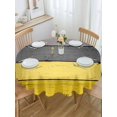 thumbnail image 2 of Round Tablecloth Farmhouse Rustic Wood Texture Waterproof Oil Proof Polyester Table Cloth Cover Decor for Home Dining Outdoor,Patio,Parties, 54" Dia. Yellow Grey, 2 of 9