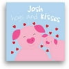 Sandra Magsamen Personalized Hogs And Kisses Canvas Wall Art, 12" x 12", Blue