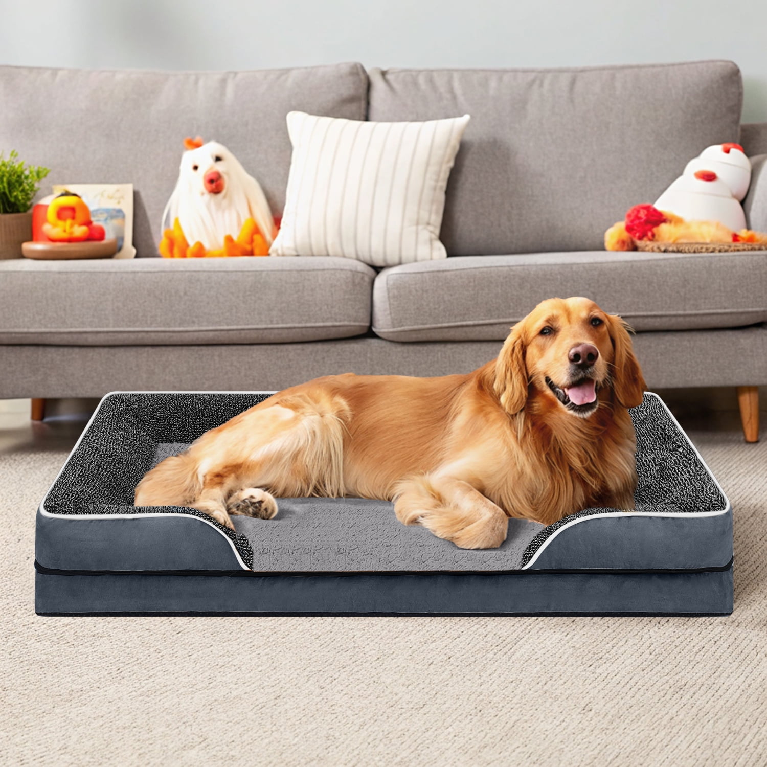 PayUSD Dog Bed for Large Medium Small Dogs Orthopedic Pet Dog Sofa Bed with Removable and Washable Cover S to XL