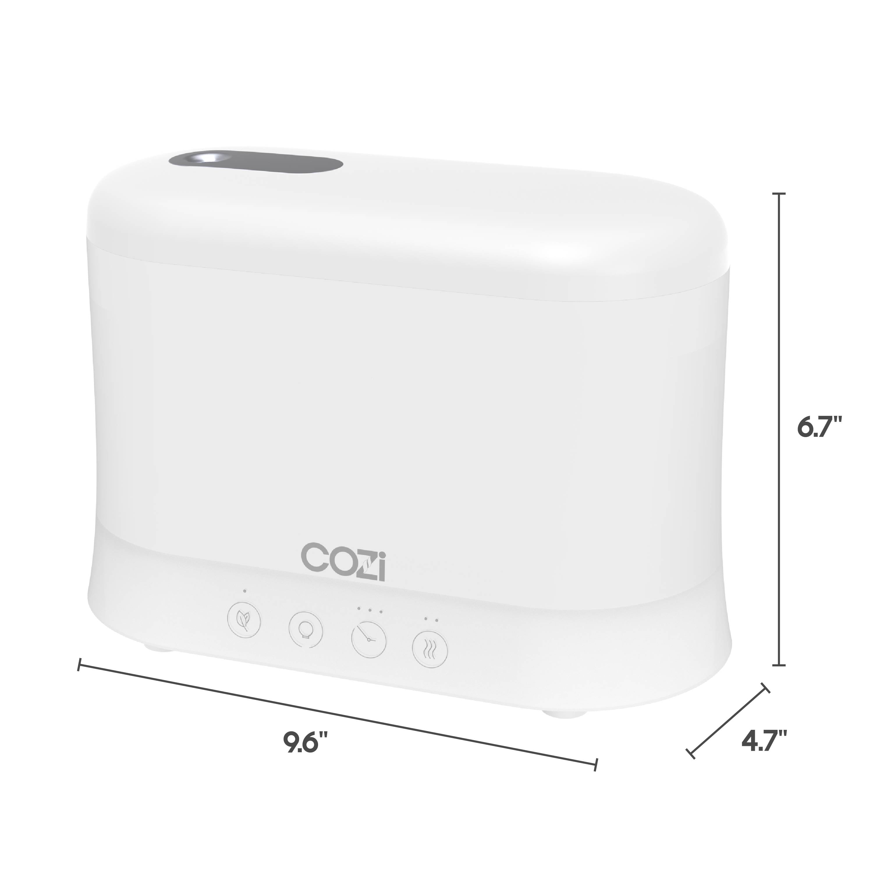 Cozi by Tzumi Cool Mist Humidifier and Aroma Diffuser with LED Lights, Room Humidifier for Bedroom and Home Office