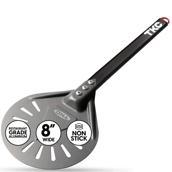 TKC 8"" Perforated Pizza Peel - Professional Aluminum Pizza Turning peel - Long Handle Metal Pizza Spatula for Indoor and Outdoor - Lightweight Non-Stick Pizza Turner - Ooni Pizza Oven Accessories