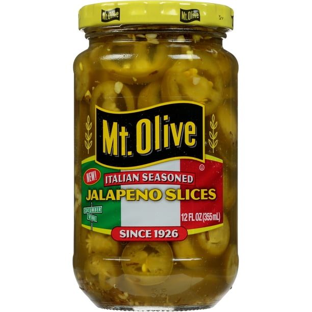 Mt. Olive Italian Seasoned Jalapeno Slices, 12 fl oz Jar