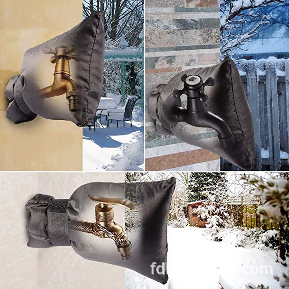 Outdoor Faucet Covers for Winter, Reusable Waterproof Insulated Faucet Socks, Black
