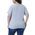 thumbnail image 4 of DARING DIVA Women's Plus Textured Rolled Sleeve Tee Crew Neck Blouses 2X Light Blue, 4 of 6
