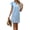 Pastel Blue, variant on Women's Ruffled Notched Cap Sleeve Mini Dress Polyester % Fabric with Sheer Details and Easy Care for Everyday Wear