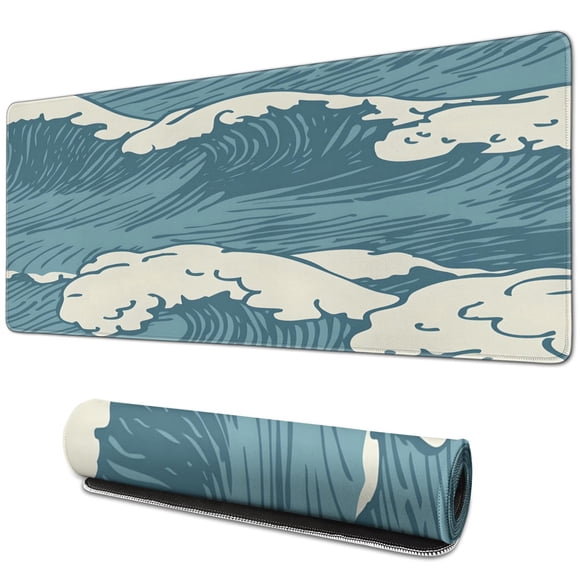 Motif Topographique Sophistiqué, Tapis de Souris de Bureau Extra Grand - Base en Caoutchouc Antidérapante - Améliore le Confort et l'Esthétique de la Décoration de Bureau