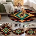 thumbnail image 5 of Ethnic Style Pattern 3FT Round Area Rugs for Living Room 111 Retro Weaving Red Abstract Art Ultra-Thin Non-Slip Round Rugs Machine Washable Low Pile Circle Carpet for Bedroom Kitchen Nursery, 5 of 9
