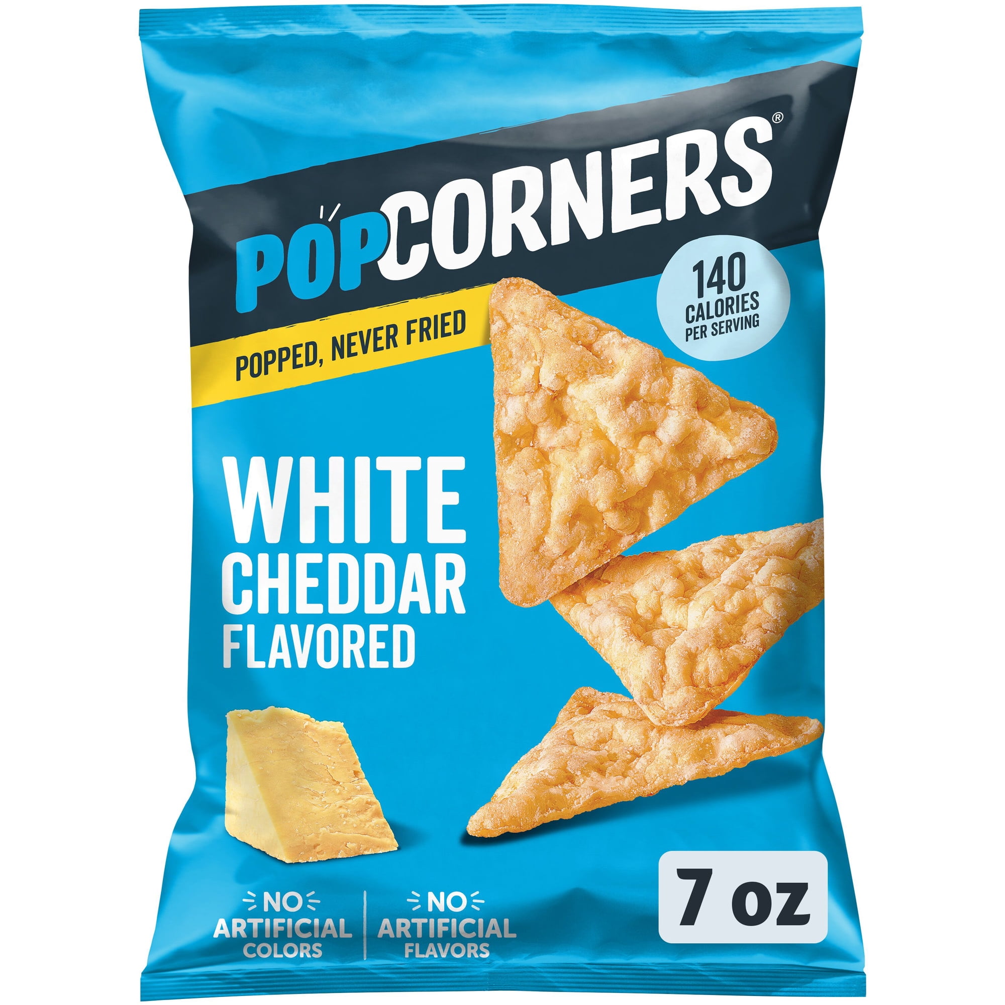 PopCorners No Artificial Colors or Flavors White Cheddar Popped Corn Chips Bag, 7 oz