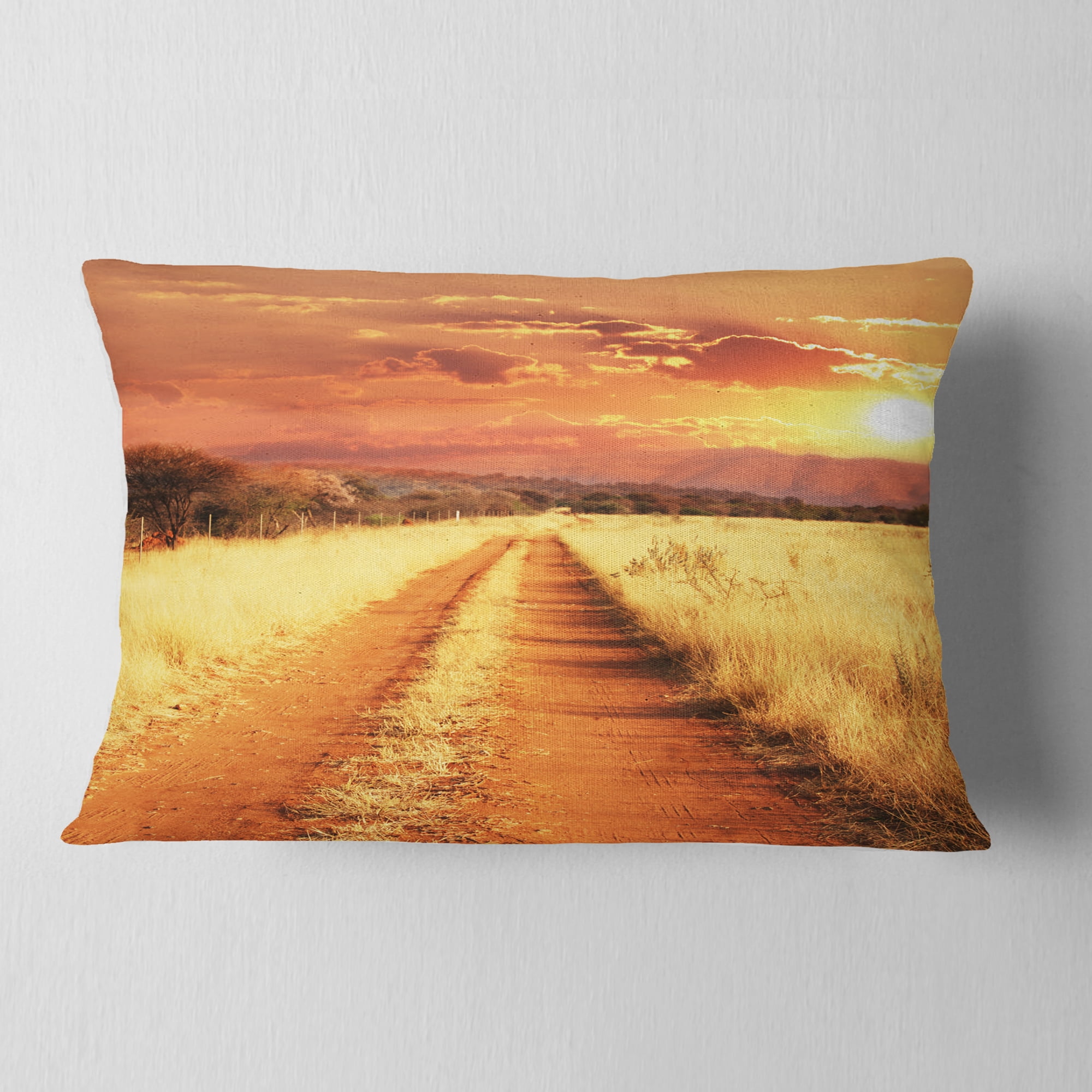 Designart 12" x 20" Red Polyester Throw Pillow