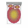 thumbnail image 2 of Mandala Bedding Set with Sheet & Covers, Alchemy Eastern Cosmos and Medallion Doodle Abstract Folk, Printed Bedroom Decor 2 Shams, 4 Sizes, Dark Coral Yellow, by Ambesonne, 2 of 3