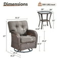 thumbnail image 5 of OPOHORO 3 Pieces Outdoor Chair Set, with 5" Thick Foam and Side Table, Brown Wicker Patio Furniture Swivel Rockers for Porch and Yard, Gray, 5 of 12