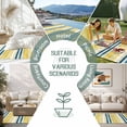 thumbnail image 6 of Blue Yellow Striped Outdoor Rug 4x6 Ft - Reversible Patio Rug Outdoor Camping Rugs, Watercolor Modern Stripes Art Washable Indoor Outdoor Area Rugs, Non-Slip Outdoor Carpet Runner for Deck/Porch, 6 of 8